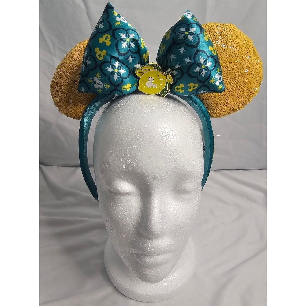 Disney Parks Epcot Italy Minnie Mouse Lemon Sequin Ears Headband NWT